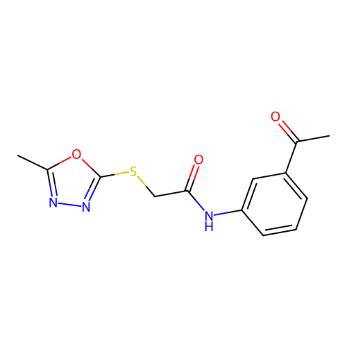 N-(3-acetylphenyl)-2-[(5-methyl-1,3,4-oxadiazol-2-yl)sulfanyl]acetamide structure