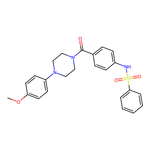 N-[4-[4-(4-methoxyphenyl)piperazine-1-carbonyl]phenyl]benzenesulfonamide structure
