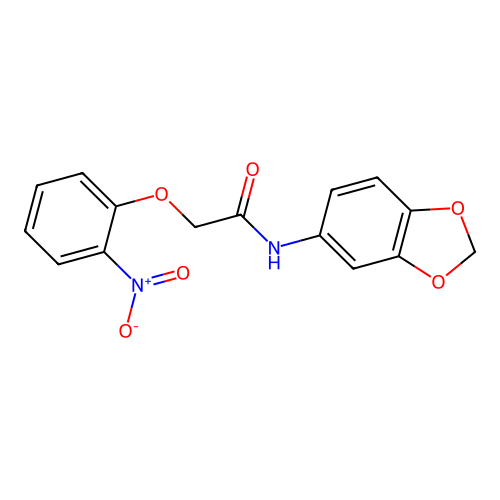 N-1,3-benzodioxol-5-yl-2-(2-nitrophenoxy)acetamide structure