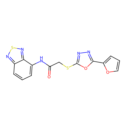 N-(2,1,3-benzothiadiazol-4-yl)-2-[[5-(furan-2-yl)-1,3,4-oxadiazol-2-yl]sulfanyl]acetamide structure