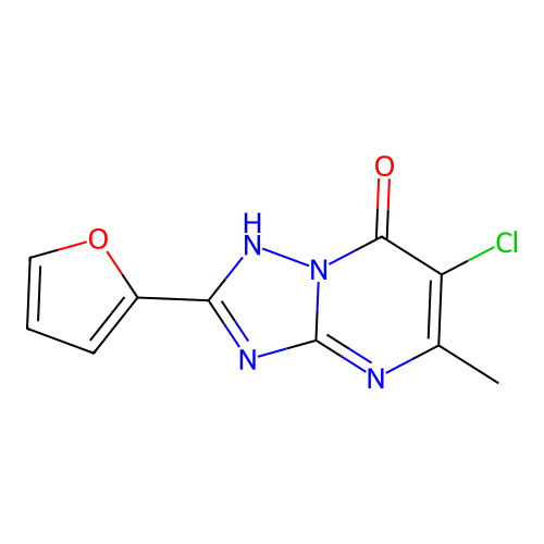 6-chloro-2-(furan-2-yl)-5-methyl-[1,2,4]triazolo[1,5-a]pyrimidin-7(4H)-one structure