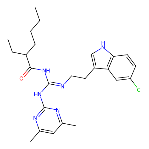Hexanamide, N-[[[2-(5-chloro-1H-indol-3-yl)ethyl]amino][(4,6-dimethyl-2-pyrimidinyl)amino]methylene]-2-ethyl- structure