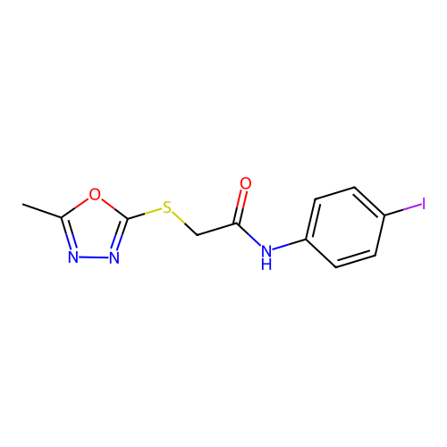 N-(4-iodophenyl)-2-[(5-methyl-1,3,4-oxadiazol-2-yl)sulfanyl]acetamide structure