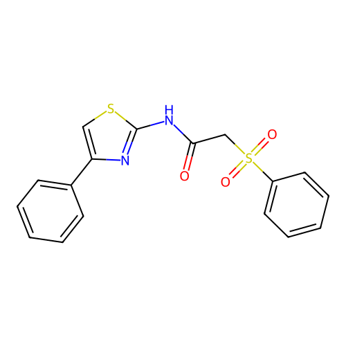 2-(benzenesulfonyl)-N-(4-phenyl-1,3-thiazol-2-yl)acetamide structure