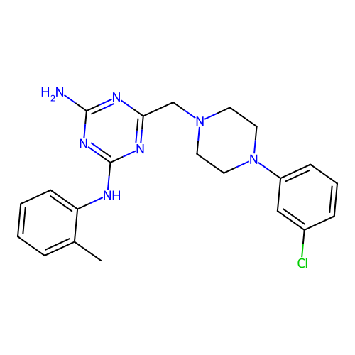 6-{[4-(3-chlorophenyl)piperazin-1-yl]methyl}-N-(2-methylphenyl)-1,3,5-triazine-2,4-diamine structure
