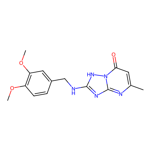 2-[(3,4-dimethoxybenzyl)amino]-5-methyl[1,2,4]triazolo[1,5-a]pyrimidin-7(4H)-one structure