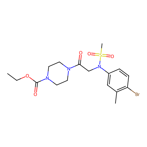 ethyl 4-(2-(N-(4-bromo-3-methylphenyl)methylsulfonamido)acetyl)piperazine-1-carboxylate structure