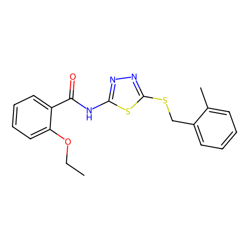 2-ethoxy-N-[5-[(2-methylphenyl)methylsulfanyl]-1,3,4-thiadiazol-2-yl]benzamide structure