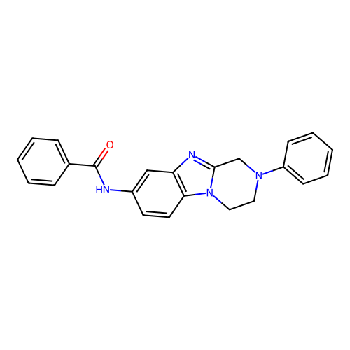 N-(2-phenyl-3,4-dihydro-1H-pyrazino[1,2-a]benzimidazol-8-yl)benzamide structure