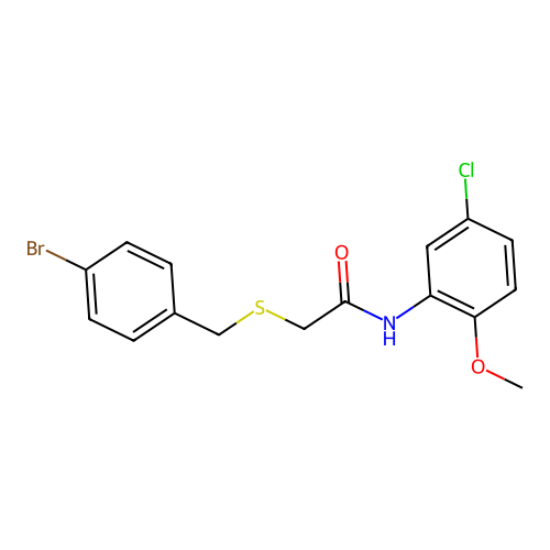 2-[(4-bromophenyl)methylsulfanyl]-N-(5-chloro-2-methoxyphenyl)acetamide structure