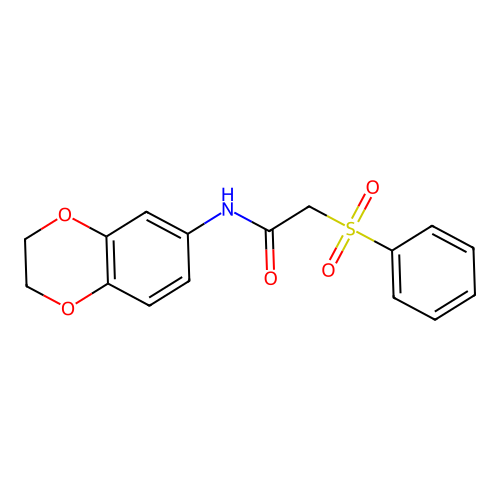 2-(benzenesulfonyl)-N-(2,3-dihydro-1,4-benzodioxin-6-yl)acetamide structure