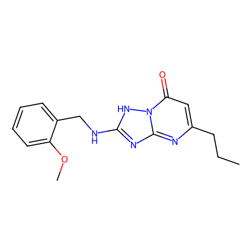 2-[(2-methoxybenzyl)amino]-5-propyl[1,2,4]triazolo[1,5-a]pyrimidin-7(3H)-one structure