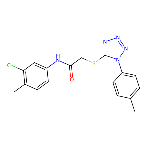 N-(3-chloro-4-methylphenyl)-2-[1-(4-methylphenyl)tetrazol-5-yl]sulfanylacetamide structure