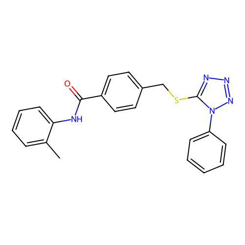 N-(2-methylphenyl)-4-[(1-phenyltetrazol-5-yl)sulfanylmethyl]benzamide structure