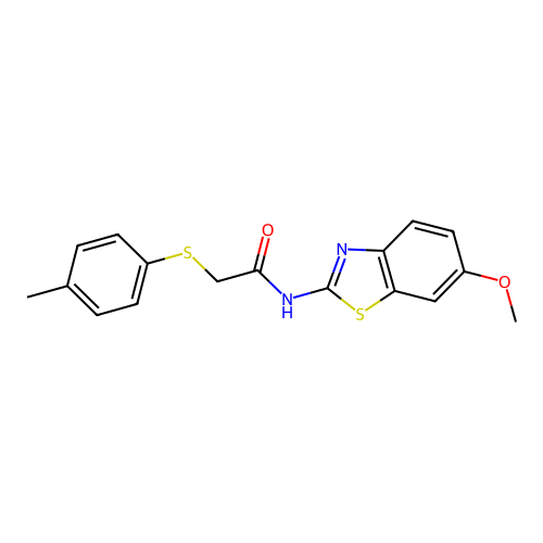 N-(6-methoxy-1,3-benzothiazol-2-yl)-2-[(4-methylphenyl)sulfanyl]acetamide structure