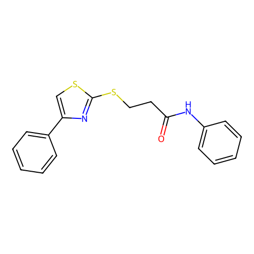N-phenyl-3-[(4-phenyl-1,3-thiazol-2-yl)sulfanyl]propanamide structure