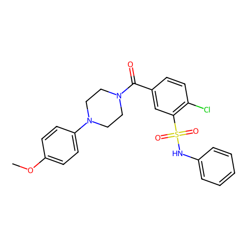 2-chloro-5-[4-(4-methoxyphenyl)piperazine-1-carbonyl]-N-phenylbenzenesulfonamide structure
