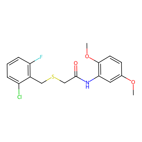 2-[(2-chloro-6-fluorophenyl)methylsulfanyl]-N-(2,5-dimethoxyphenyl)acetamide structure