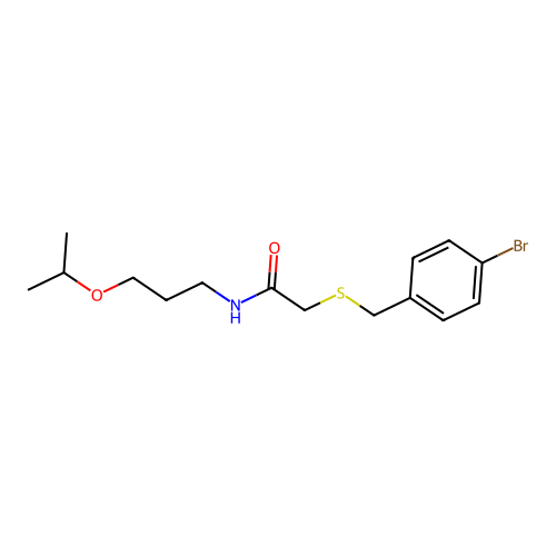 2-[(4-bromophenyl)methylsulfanyl]-N-(3-propan-2-yloxypropyl)acetamide structure