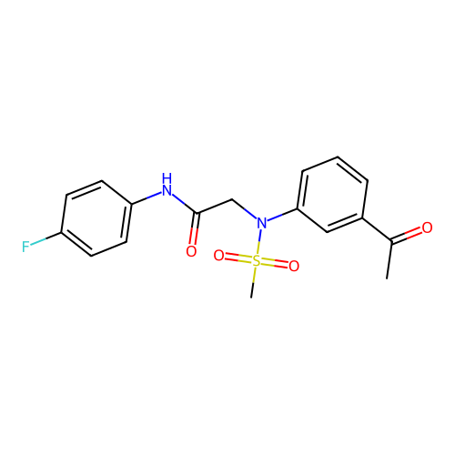 2-(3-acetyl-N-methylsulfonylanilino)-N-(4-fluorophenyl)acetamide structure