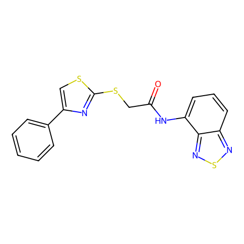 N-(2,1,3-benzothiadiazol-4-yl)-2-[(4-phenyl-1,3-thiazol-2-yl)sulfanyl]acetamide structure