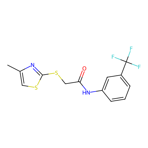 2-[(4-methyl-1,3-thiazol-2-yl)sulfanyl]-N-[3-(trifluoromethyl)phenyl]acetamide structure