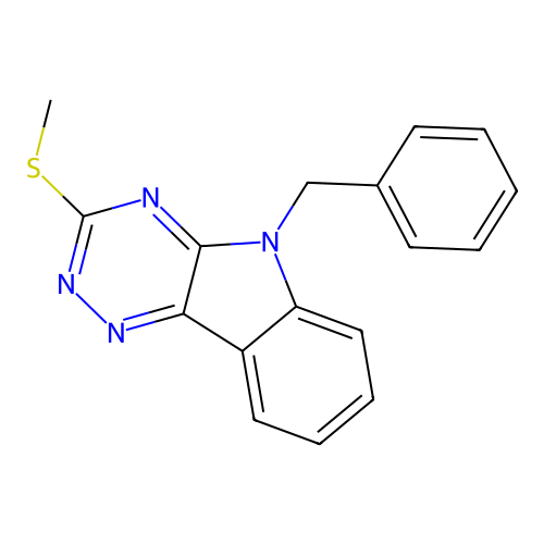 5-Benzyl-3-methylsulfanyl-[1,2,4]triazino[5,6-b]indole structure