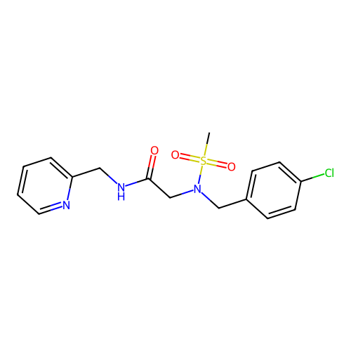 2-[(4-chlorophenyl)methyl-methylsulfonylamino]-N-(pyridin-2-ylmethyl)acetamide structure