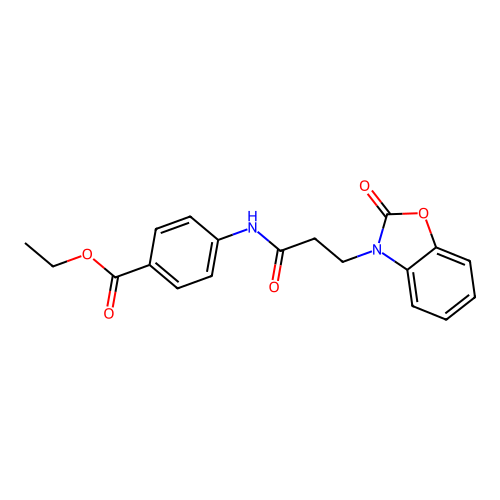 ethyl 4-{[3-(2-oxo-1,3-benzoxazol-3(2H)-yl)propanoyl]amino}benzoate structure