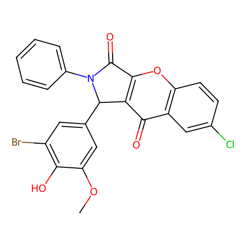 1-(3-bromo-4-hydroxy-5-methoxyphenyl)-7-chloro-2-phenyl-1H-chromeno[2,3-c]pyrrole-3,9-dione structure