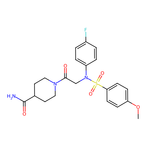 1-[2-(4-fluoro-N-(4-methoxyphenyl)sulfonylanilino)acetyl]piperidine-4-carboxamide structure