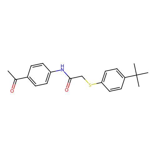 N-(4-acetylphenyl)-2-(4-tert-butylphenyl)sulfanylacetamide structure