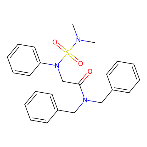 N,N-dibenzyl-2-[N-(dimethylsulfamoyl)anilino]acetamide structure