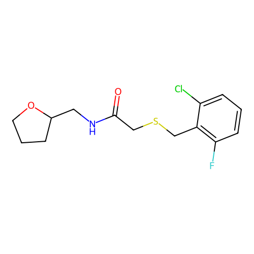 2-[(2-chloro-6-fluorophenyl)methylsulfanyl]-N-(oxolan-2-ylmethyl)acetamide structure