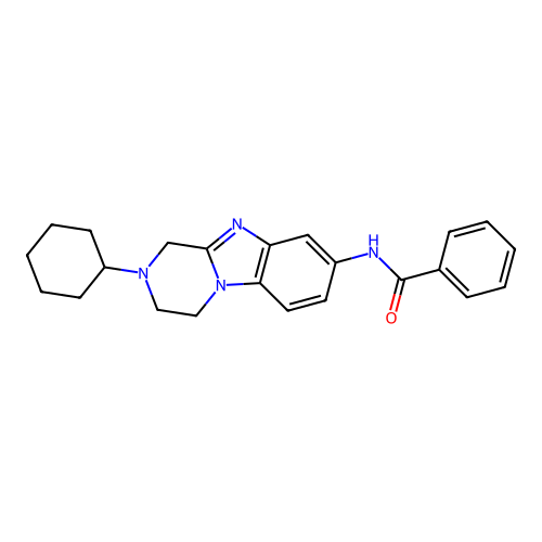 N-(2-cyclohexyl-1,2,3,4-tetrahydropyrazino[1,2-a]benzimidazol-8-yl)benzamide structure
