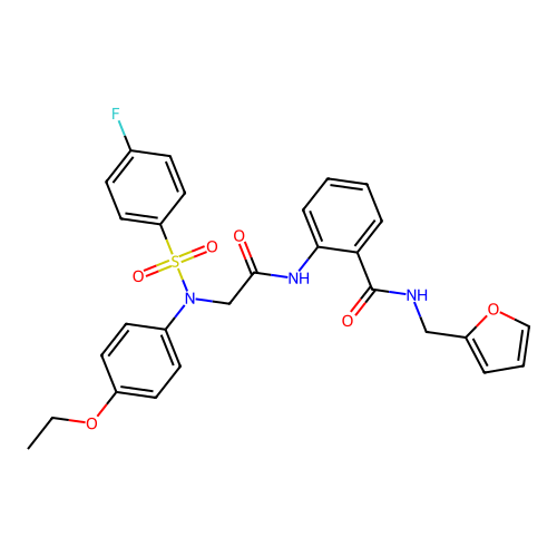2-[[2-(4-ethoxy-N-(4-fluorophenyl)sulfonylanilino)acetyl]amino]-N-(furan-2-ylmethyl)benzamide structure