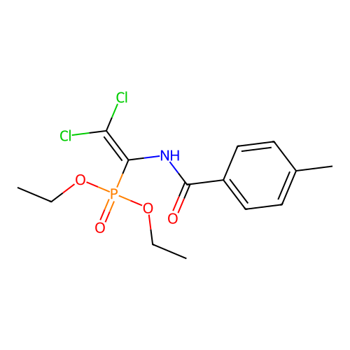 (2,2-Dichloro-1-(4-methyl-benzoylamino)-vinyl)-phosphonic acid diethyl ester structure