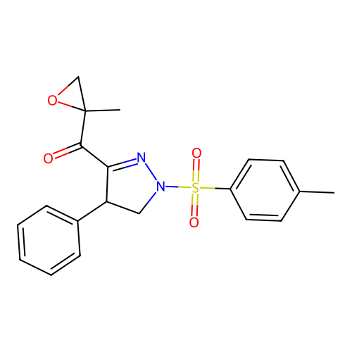 (2-methyloxiran-2-yl)-[2-(4-methylphenyl)sulfonyl-4-phenyl-3,4-dihydropyrazol-5-yl]methanone structure