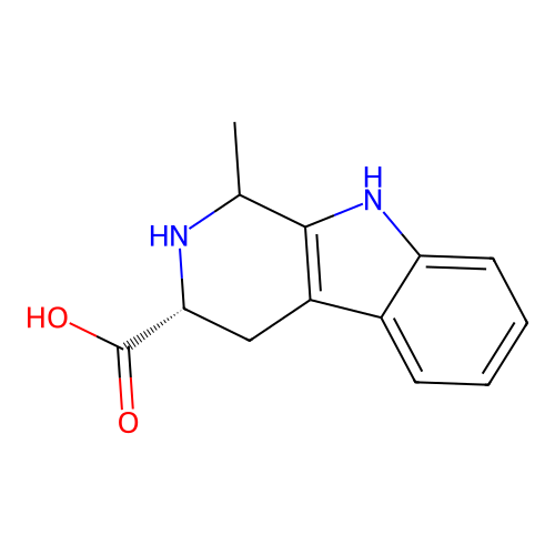 (3R)-1-methyl-2,3,4,9-tetrahydro-1H-pyrido[3,4-b]indole-3-carboxylic acid structure