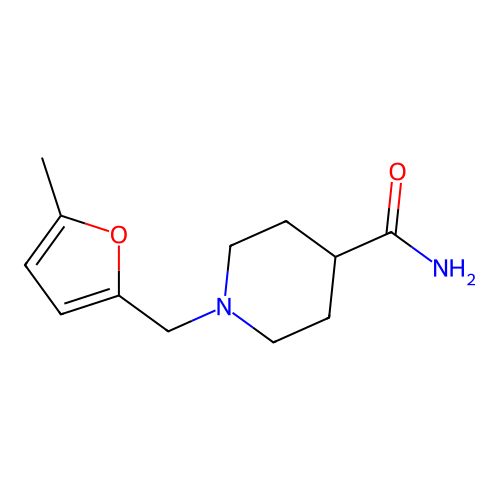 1-[(5-Methyl-2-furyl)methyl]piperidine-4-carboxamide structure