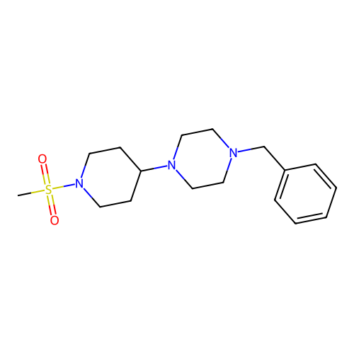 1-Benzyl-4-(1-methylsulfonylpiperidin-4-yl)piperazine structure