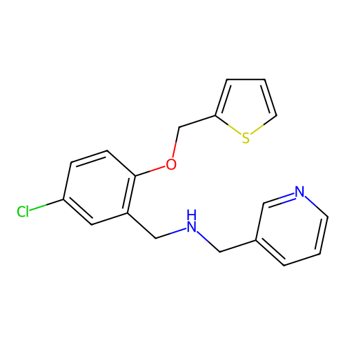 1-[5-chloro-2-(thiophen-2-ylmethoxy)phenyl]-N-(pyridin-3-ylmethyl)methanamine structure
