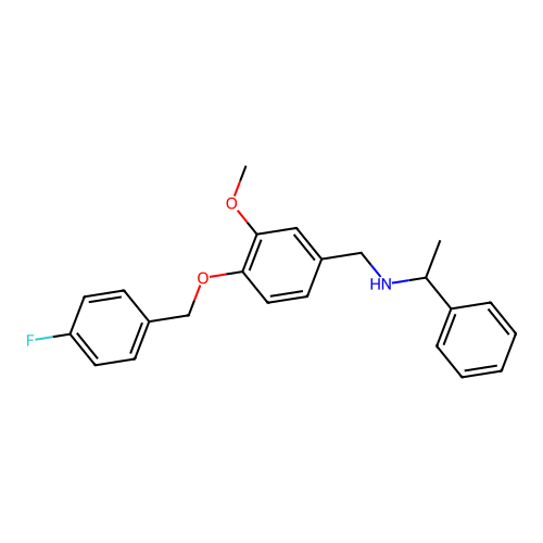 N-{4-[(4-fluorobenzyl)oxy]-3-methoxybenzyl}-1-phenylethanamine structure