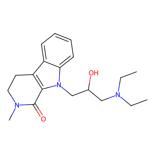 9-(3-(diethylamino)-2-hydroxypropyl)-2-methyl-2,3,4,9-tetrahydro-1H-pyrido[3,4-b]indol-1-one structure