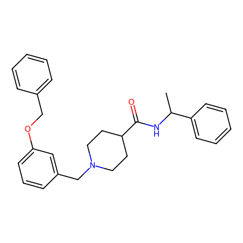 N-(1-phenylethyl)-1-[(3-phenylmethoxyphenyl)methyl]piperidine-4-carboxamide structure