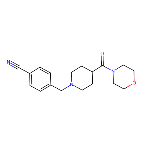4-{[4-(Morpholine-4-carbonyl)piperidin-1-yl]methyl}benzonitrile structure