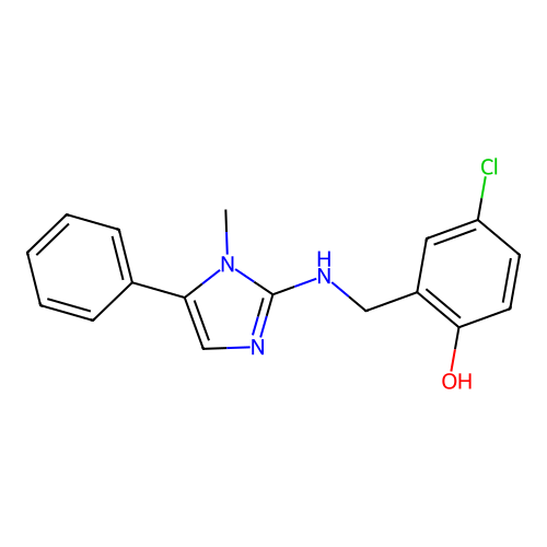 4-Chloro-2-[[(1-methyl-5-phenyl-2-imidazolyl)amino]methyl]phenol structure