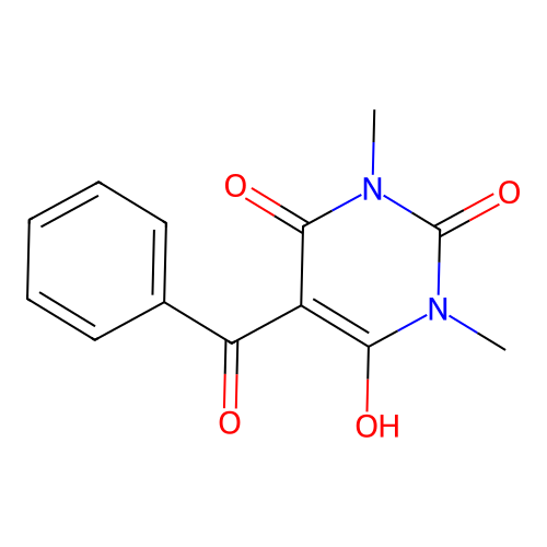 6-hydroxy-1,3-dimethyl-5-(phenylcarbonyl)pyrimidine-2,4(1H,3H)-dione structure