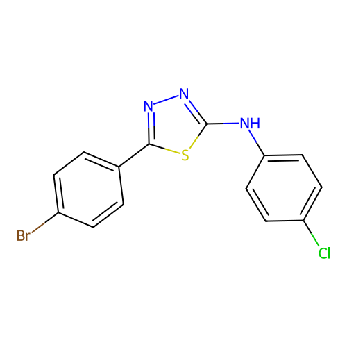 5-(4-bromophenyl)-N-(4-chlorophenyl)-1,3,4-thiadiazol-2-amine structure