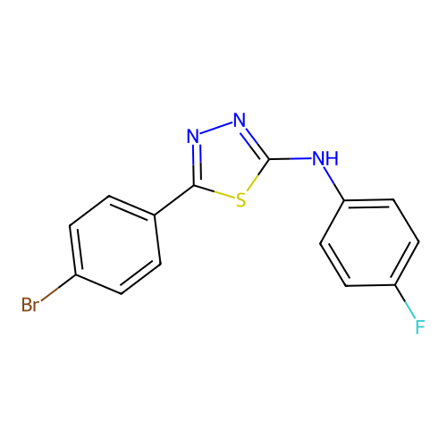 5-(4-bromophenyl)-N-(4-fluorophenyl)-1,3,4-thiadiazol-2-amine structure